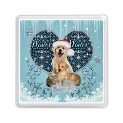 It s Winter And Christmas Time, Cute Kitten And Dogs Memory Card Reader (square)  by FantasyWorld7