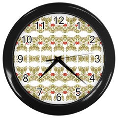 Striped Ornate Floral Print Wall Clocks (black) by dflcprints