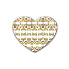 Striped Ornate Floral Print Heart Coaster (4 Pack)  by dflcprints