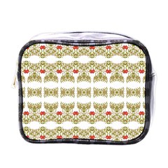 Striped Ornate Floral Print Mini Toiletries Bags by dflcprints