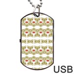 Striped Ornate Floral Print Dog Tag USB Flash (Two Sides) Back