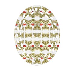 Striped Ornate Floral Print Ornament (oval Filigree) by dflcprints