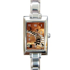 Cute Little Girl Dancing On A Piano Rectangle Italian Charm Watch by FantasyWorld7