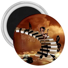 Cute Little Girl Dancing On A Piano 3  Magnets by FantasyWorld7