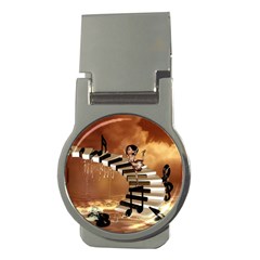 Cute Little Girl Dancing On A Piano Money Clips (round)  by FantasyWorld7