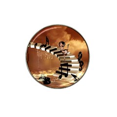 Cute Little Girl Dancing On A Piano Hat Clip Ball Marker by FantasyWorld7