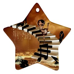 Cute Little Girl Dancing On A Piano Star Ornament (two Sides) by FantasyWorld7