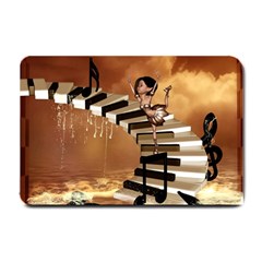 Cute Little Girl Dancing On A Piano Small Doormat  by FantasyWorld7