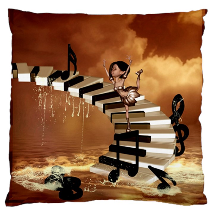 Cute Little Girl Dancing On A Piano Standard Flano Cushion Case (Two Sides)