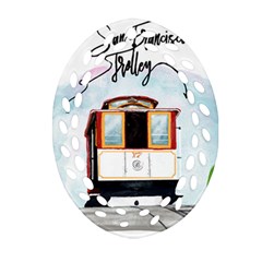 San Francisco Trolley California Bear Oval Filigree Ornament (two Sides) by Bigfootshirtshop