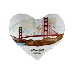 San Francisco Golden Gate Bridge Standard 16  Premium Flano Heart Shape Cushions by Bigfootshirtshop