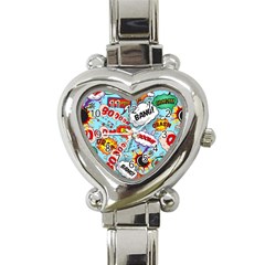 Comic Pattern Heart Italian Charm Watch by Bigfootshirtshop