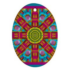 Sunny And Bohemian Sun Shines In Colors Ornament (oval) by pepitasart