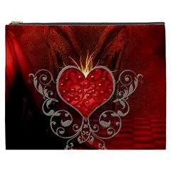 Wonderful Heart With Wings, Decorative Floral Elements Cosmetic Bag (xxxl)  by FantasyWorld7