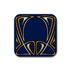 Art Nouveau,vintage,floral,belle Époque,elegant,blue,gold,art Deco,modern,trendy Rubber Coaster (square)  by NouveauDesign