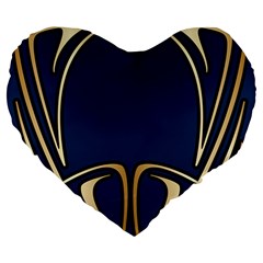 Art Nouveau,vintage,floral,belle Époque,elegant,blue,gold,art Deco,modern,trendy Large 19  Premium Heart Shape Cushions by NouveauDesign