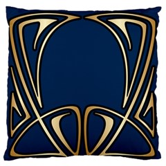 Art Nouveau,vintage,floral,belle Époque,elegant,blue,gold,art Deco,modern,trendy Large Flano Cushion Case (two Sides) by NouveauDesign