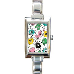 Cute And Fun Monsters Pattern Rectangle Italian Charm Watch by Bigfootshirtshop