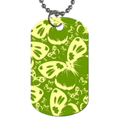 Pale Green Butterflies Pattern Dog Tag (One Side)