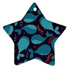 Blue Whale Pattern Star Ornament (two Sides) by Bigfootshirtshop