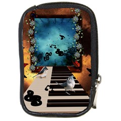 Music, Piano With Birds And Butterflies Compact Camera Cases by FantasyWorld7