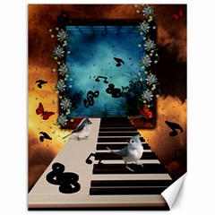 Music, Piano With Birds And Butterflies Canvas 12  X 16   by FantasyWorld7