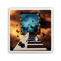 Music, Piano With Birds And Butterflies Memory Card Reader (square)  by FantasyWorld7