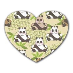 Fun Panda Pattern Heart Mousepads by Bigfootshirtshop