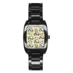 Fun Panda Pattern Stainless Steel Barrel Watch by Bigfootshirtshop