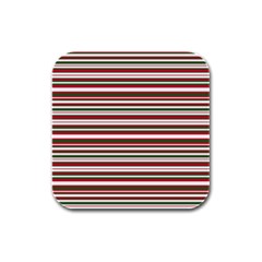 Christmas Stripes Pattern Rubber Square Coaster (4 Pack)  by patternstudio