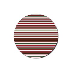 Christmas Stripes Pattern Rubber Coaster (round)  by patternstudio