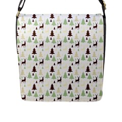 Reindeer Tree Forest Flap Messenger Bag (l)  by patternstudio