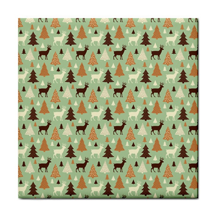 Reindeer Tree Forest Art Tile Coasters