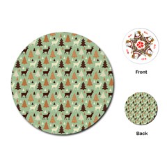 Reindeer Tree Forest Art Playing Cards (round)  by patternstudio