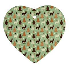 Reindeer Tree Forest Art Heart Ornament (two Sides)