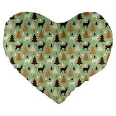 Reindeer Tree Forest Art Large 19  Premium Heart Shape Cushions by patternstudio