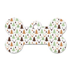 Reindeer Christmas Tree Jungle Art Dog Tag Bone (one Side) by patternstudio