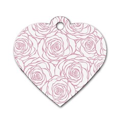 Pink Peonies Dog Tag Heart (one Side) by NouveauDesign