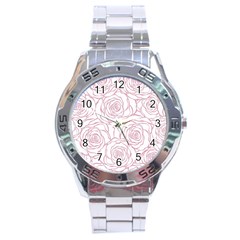 Pink Peonies Stainless Steel Analogue Watch by NouveauDesign