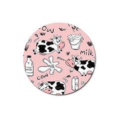 Fresh Milk Cow Pattern Magnet 3  (round) by Bigfootshirtshop