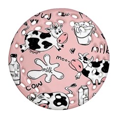 Fresh Milk Cow Pattern Round Filigree Ornament (two Sides) by Bigfootshirtshop