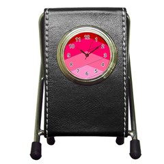 Geometric Shapes Magenta Pink Rose Pen Holder Desk Clocks