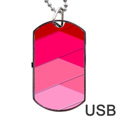 Geometric Shapes Magenta Pink Rose Dog Tag Usb Flash (one Side) by Celenk