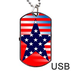 Patriotic American Usa Design Red Dog Tag Usb Flash (two Sides) by Celenk