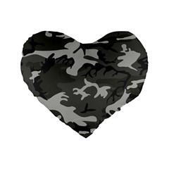 Camouflage Pattern Disguise Army Standard 16  Premium Heart Shape Cushions