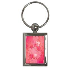 Pink Hearts Pattern Key Chains (rectangle)  by Celenk