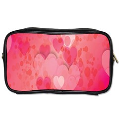 Pink Hearts Pattern Toiletries Bags 2-side by Celenk