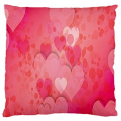 Pink Hearts Pattern Large Flano Cushion Case (two Sides) by Celenk