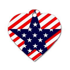 Patriotic Usa Stars Stripes Red Dog Tag Heart (one Side) by Celenk