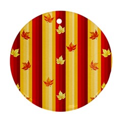 Autumn Fall Leaves Vertical Round Ornament (two Sides) by Celenk
